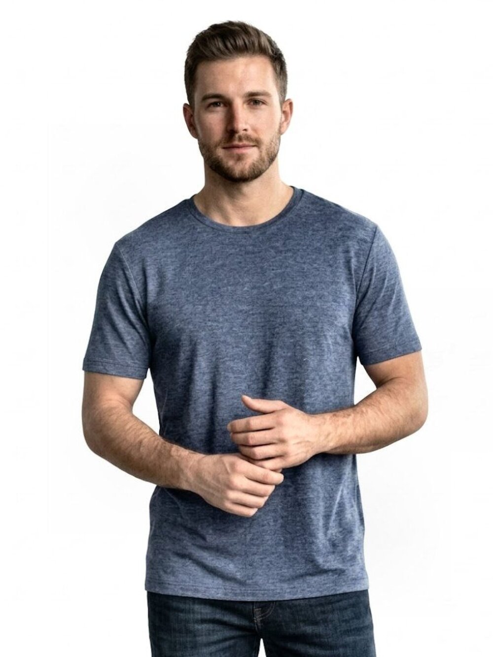 Robert Barakett McSween Luxury Crewneck T-Shirt, Heathered Blue Mens Size Medium